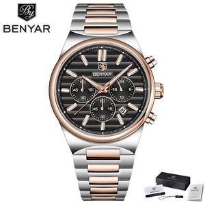 Reloj de Pulsera de Cuarzo de Acero Inoxidable Benyar BY-5214, Reloj de Pulsera de Diseño de Lujo de Moda en Oferta para Hombre, Reloj Montre con Caja de Regalo - Product Image 4