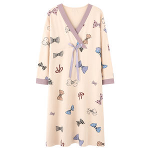 Ropa <span class=keywords><strong>de</strong></span> casa para mujer y niña, 100% algodón, manga larga, estampado <span class=keywords><strong>de</strong></span> dibujos animados, vestido <span class=keywords><strong>de</strong></span> <span class=keywords><strong>noche</strong></span> grueso medio para dormir - Product Image 5