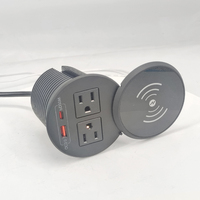 Prise de courant ronde de sortie USB 65W PD20W QC3.0 prise encastrée de bureau avec charge rapide sans fil pour téléphone portable