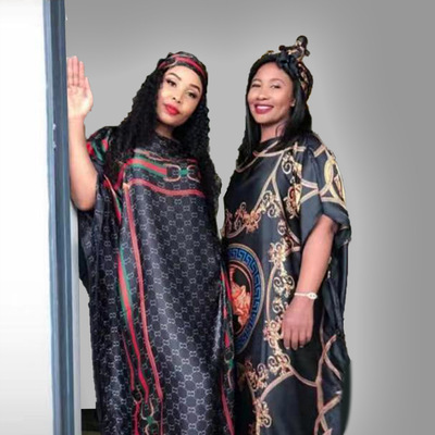 2021 hot sale boubou african print silky women kaftan loose caftan maxi dress