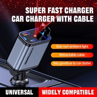Chargeur de voiture USB-C rétractable Cantell 120W PD QC3.0 avec rotation à 360° et matériau ignifuge pour Android
