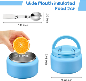 Thermos à soupe de 13,5 oz pour aliments chauds, boîte à lunch isotherme sous vide pour enfants avec couvercle à boucle, récipient à lunch en acier inoxydable à large ouverture anti-fuite et cuillère - Product Image 6