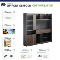 Meuble de bureau moderne en bois, armoire derrière le bureau avec credenza de direction, design en bois pour espaces de travail commerciaux