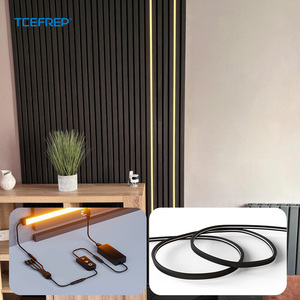 ไฟ LED แถบสีดำแบบควบคุมอัจฉริยะสำหรับแผงผนังแบบ Slat Wall แสงนีออนเฟล็กซ์สีขาวอบอุ่น 3000K สำหรับตกแต่งภายในบ้าน - Product Image 1
