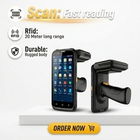 Lector RFID UHF Portátil PDA Android con Escáner de Códigos de Barras 2D, 4G, WiFi, GPS, NFC para Logística, Automatización y Recopilación de Datos