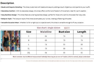 Abito Corto Sexy Stile Americano S-XXL, Schiena Scoperta, con Glitter e Perle, Mini Abito Senza Maniche alla Moda per <span class=keywords><strong>Donna</strong></span> - Product Image 2