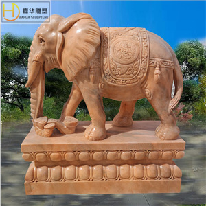 Escultura de Elefantes de Piedra Jiahua, Par de Adornos de Jardín de Estilo Asiático en Mármol Blanco, Decoración Duradera - Product Image 2
