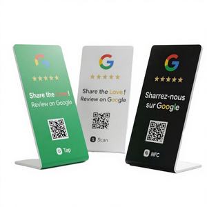 Carte de membre NFC personnalisée en acrylique avec code QR intelligent pour les réseaux sociaux, support de table RFID vierge pour avis <span class=keywords><strong>Google</strong></span> sur le football - Product Image 4