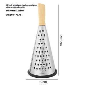 Stainless Steel 3-Sided Kitchen Grater Cheese Veggie Spiralizer Cheese Slicer Cucumber Slicer with Wood Handle - Product Image 3
