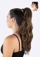 KEMY HAIR Leila Beach Waves 20 "Queues de cheval ébouriffées Beachy Waves Extension de cheveux synthétiques pour femmes noires Queues de cheval synthétiques