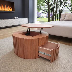 Nouvelle <span class=keywords><strong>table</strong></span> <span class=keywords><strong>basse</strong></span> ronde en bois moderne réglable, multifonctionnelle, facile à nettoyer, meubles de salon, vente directe d'usine - Product Image 2