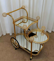 Chariot à vin et à boissons de luxe, robuste et de qualité supérieure, doré, pour hôtels, restaurants, bars, usage domestique, desserts, événements commerciaux, fêtes et mariages