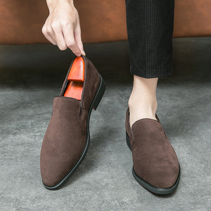 <strong>Suede</strong> Leather Slip on Casual Loafers Breathable Fashion <strong>Red</strong> Bottoms for Men <strong>Shoes</strong> - Product Image 4
