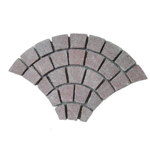 Fan Shape Red 10x10 ngoài trời Granite khối Cobble đường lái xe giá rẻ lát đá ngoài trời trên lưới - Product Image 1