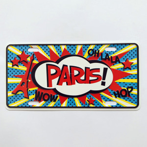 Plaque d'immatriculation de voiture en aluminium pour cadeaux souvenirs Plaque d'immatriculation en métal gaufré personnalisée France Paris Logo - Product Image 2