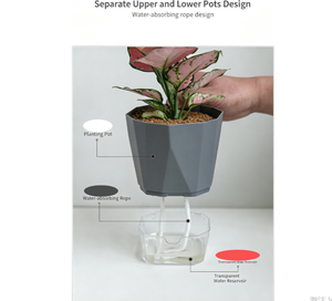 Maceta con Sistema de <span class=keywords><strong>Autorriego</strong></span>, Maceta con Depósito de Agua para Jardinería en Casa, Maceta Grande de Plástico para Pothos - Product Image 4