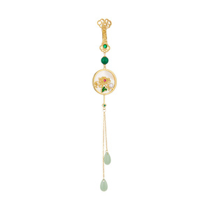 Plum Blossom Orchid Bamboo Chrysanthemum Tassel Brooch With Shell Pearl Jade Women's Fashion Pendant Gift Zinc Alloy Bezel - Product Image 5