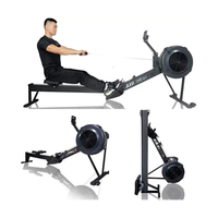 Máquina de cardio de calidad de remero de aire plegable con ajuste de 10 engranajes para ejercicio interior en casa, ventilador de máquina de remo Premium
