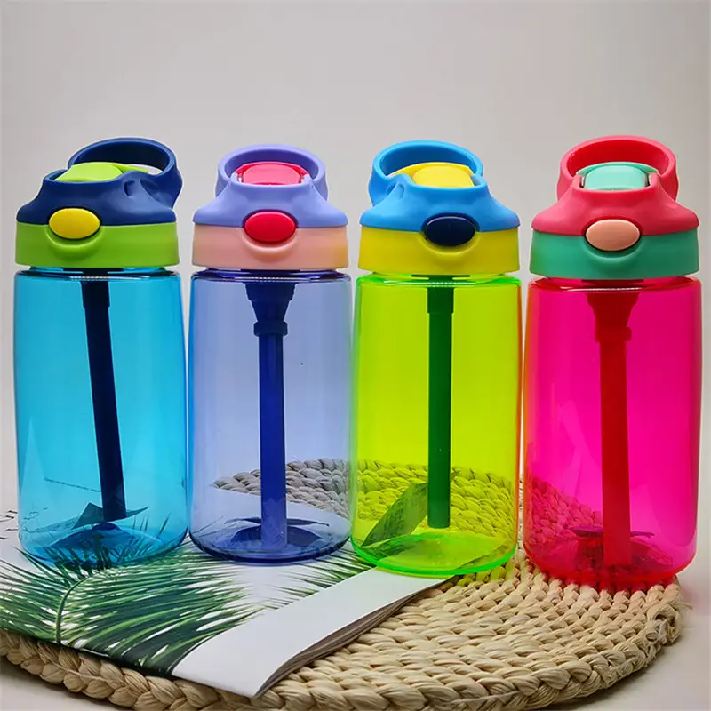 Botella deportiva con pajita saludable para niños, botella de agua de 401-500ml para actividades al aire libre, senderismo y escalada