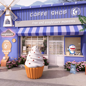 Scultura Personalizzata Eco-Friendly di Cupcake con Topping alla <span class=keywords><strong>Ciliegia</strong></span>, Modello per Esposizione all'Ingresso di Pasticcerie, Statua Lucida in Fibra di Vetro per Negozi di Alimentari - Product Image 2