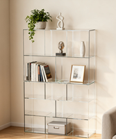 Étagère à livres en acrylique transparent sur mesure, ouverte, multi-compartiments, pour présentation au sol, étagère de rangement minimaliste transparente pour livres