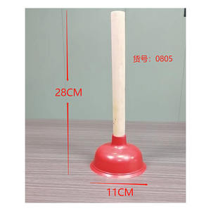 Groothandel 11cm Diameter Mini Riooltoiletzuiger met Lange Steel TPR Zuignap Zwart - Product Image 6