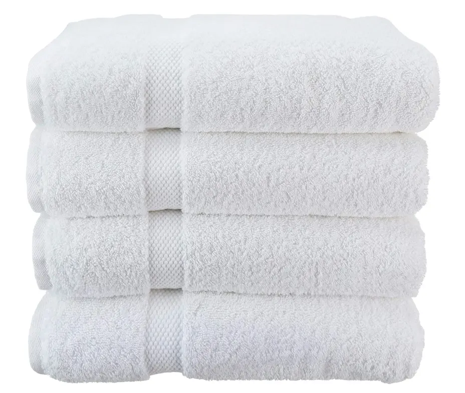 Wealuxe-toallas de baño de algodón suave y absorbente para Hotel, paquete de 4 toallitas blancas de 27x52 pulgadas