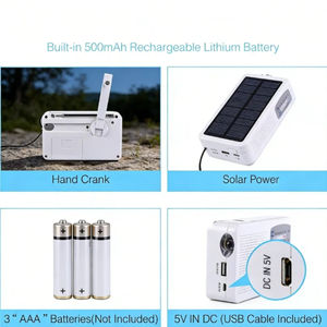 Radio Portátil Alecter APH-SR21 con Manivela y Energía Solar, Luz LED Integrada, Cargador de Emergencia para Teléfono - Product Image 4