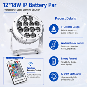 Outdoor IP65 Battery LED PAR Light 12pcs 18W RGBWA UV Wireless Remote APP DMX Stage Uplight for DJ Wedding - Product Image 4
