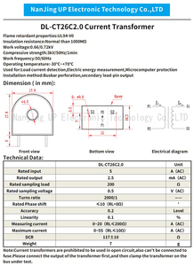 Transformador de Corriente NJXSE DL-CT26C2.0 2000/1 con Pin de Montaje CT AC 1A 5A 10A 20A, Transformador de Corriente de Fábrica - Product Image 3