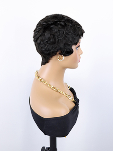 Perruques courtes de style pixie pour femmes noires, 100% cheveux humains, perruque <span class=keywords><strong>afro</strong></span> pixie, perruque courte bouclée à plusieurs couches, couleur naturelle, sans colle - Product Image 4