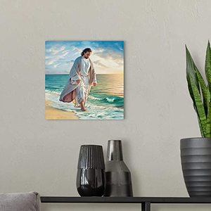 Dipinti cristiani gesù cammina sull'acqua con cristo accanto a Me la preghiera del signore su tela Wall Art - Product Image 3