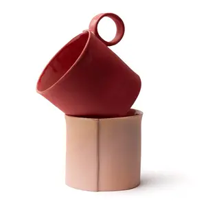Macaron color porcellana semplice tazza da tè in porcellana con manico unico tazza in ceramica personalizzata nordica