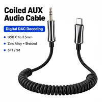 Câble audio auxiliaire Type C vers 3,5 mm, câble de décodage numérique DAC enroulé pour casque et autoradio, compatible iPhone 17 16, Samsung S26 S25