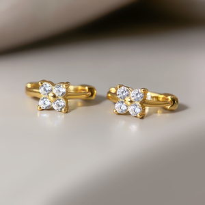 Pendientes de aro sencillos de latón con circonita, impermeables, para mujer, regalo para fiesta o boda, chapados en oro de 18 quilates - Product Image 5