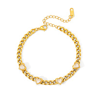 Bracelet unisexe en acier inoxydable plaqué or, chaîne à maillons en forme de cœur, design unique et simple, haute qualité, MW 18k