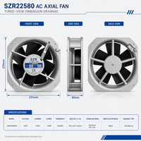 Ventilateurs axiaux en métal AC avec cadre en alliage d'aluminium SZR22580 du fabricant d'origine, 225x225x80mm, 110/220V AC, ventilateurs de refroidissement OEM/ODM
