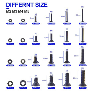 Black High Strength Flat Head Countersunk Hex Screws M2 M3 M4 M5 Nuts Set With Hex Wrench Boxed Kit - Product Image 3