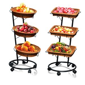 Scaffale Multilivello <span class=keywords><strong>in</strong></span> <span class=keywords><strong>Vimini</strong></span> per Cucina, Portaoggetti Rotante <span class=keywords><strong>in</strong></span> Plastica PP Effetto Rattan per Dispensa, Bagno, Camera da Letto - Product Image 1