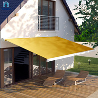 Auvent rétractable motorisé à télécommande, auvent à cassette complète, auvent de patio avec éclairage LED