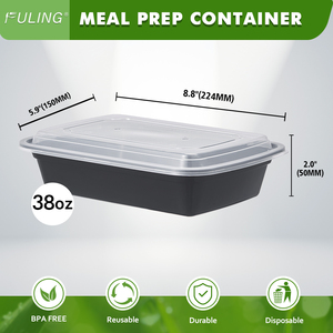 FULING Bols de préparation des repas épais de 38 oz avec couvercles, contenants alimentaires en plastique à emporter, bols à <span class=keywords><strong>poke</strong></span>, salades, soupes, boîtes de préparation des repas à emporter - Product Image 2