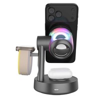 AFY 2026 Nouvelle arrivée Qualité supérieure Haut-parleur 5-en-1 Lumière ambiante RGB Montre connectée Écouteurs Chargeur sans fil magnétique rapide 25W