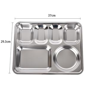 अनुकूलन योग्य रेस्तरां स्टेनलेस स्टील आयताकार विभाजित भोजन ट्रे 6 डिब्बे डिनर प्लेट गड़बड़ स्कूल कैंटीन के लिए - Product Image 5