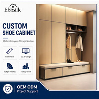 Armoire à chaussures moderne minimaliste en bois sur mesure avec grande capacité de rangement et tiroirs pour entrée, armoire à chaussures de luxe moderne
