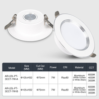 Haute qualité intérieur vers le bas lumière trois couleurs économie d'énergie ronde encastré lumière LED Downlight