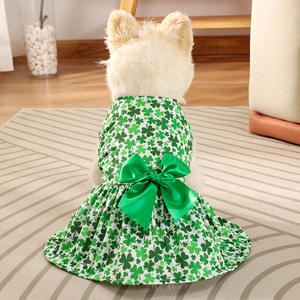 <strong>S</strong> - XL Holiday Series <strong>St</strong>. <strong>Patrick</strong> <strong>Day</strong> Dog Cat Dress, Irish Lucky Clover Shamrock Leaves Pet Dress Outfits Skirt for Puppies - Product Image 2