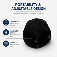 Casque de bien-être à lumière rouge portable KR150, 150 LED, batterie 3600 mAh, minuterie 15 min, couleur personnalisée