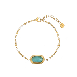Bracciale Minimalista Placcato Oro con <span class=keywords><strong>Perline</strong></span> Distanziatrici e Catena, Cornice Stratificata con Pietra Naturale, Estensione Regolabile, Gioiello per Outfit Casual - Product Image 1
