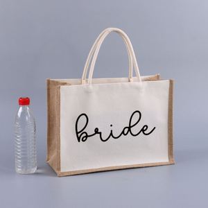 Sac de fête en coton et lin blanc grande capacité sur le thème de la mariée - Product Image 4