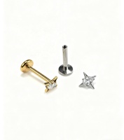 ASTM F136 titanio moda cuerpo joyería lágrima CZ hilo interno estrella Labret Stud oreja cartílago lóbulo hélice Piercing pendientes